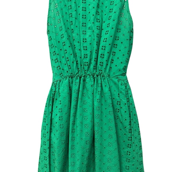 J.Crew Eyelet Fit & Flare Dress Kelly Green Wedding Guest Resort Knee Length XS - Picture 8 of 10